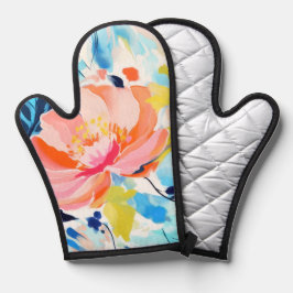 Abstraktes Blumenmuster-Gemälde Ofenhandschuh