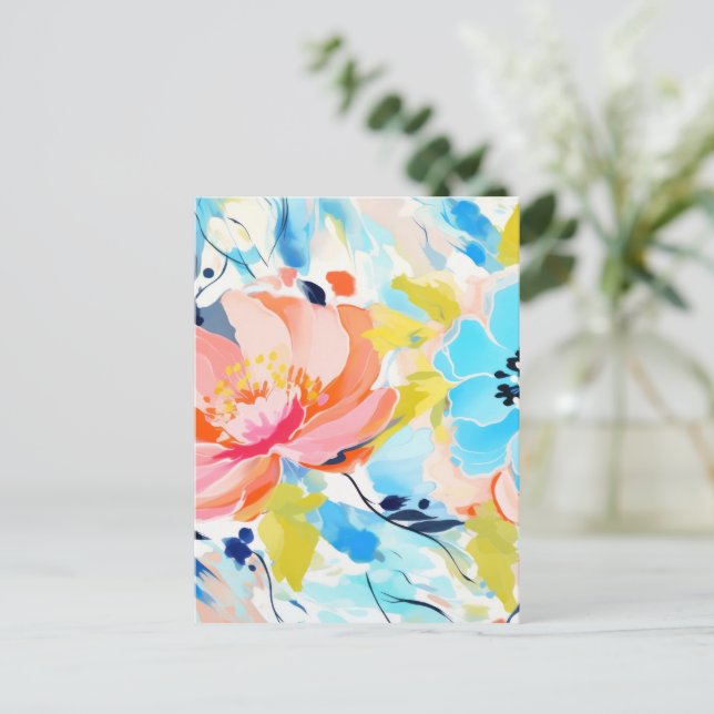 Abstraktes Blumenmuster-Gemälde  Postkarte (Stehend Vorderseite)