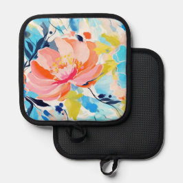 Abstraktes Blumenmuster-Gemälde Topflappen