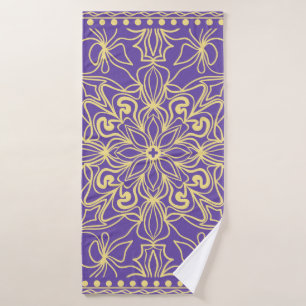 Abstraktes Blumenmuster. Geometrie, mandalische Ge Badehandtuch