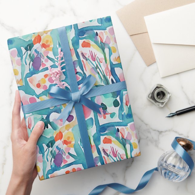 Abstraktes Blumenmuster Geschenkpapier (Schenken)