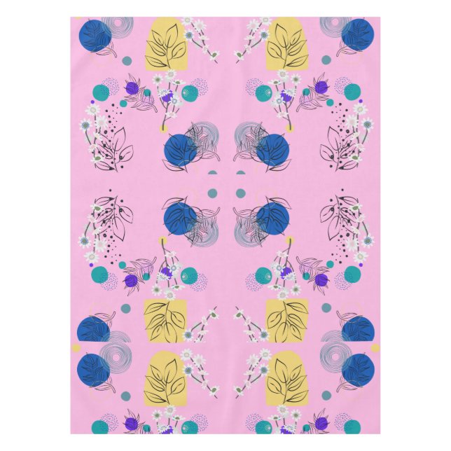 Abstraktes Blumenmuster in Rosa Chic Tischdecke (Vorderseite)