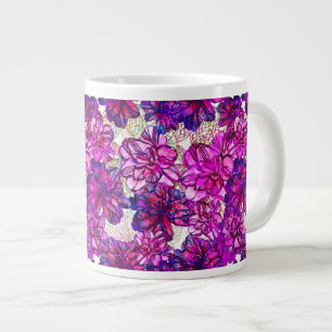 Abstraktes Blumenmuster in Rosa und Lila Jumbo-Tasse