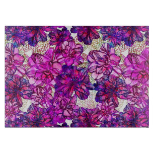 Abstraktes Blumenmuster in Rosa und Lila Schneidebrett