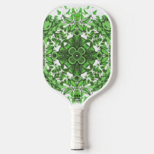 Abstraktes Blumenmuster in Schwarz und Grün auf We Pickleball Schläger