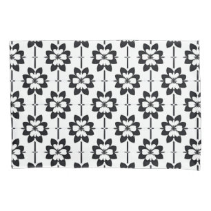 Abstraktes Blumenmuster in Schwarz und Weiß Kissenbezug