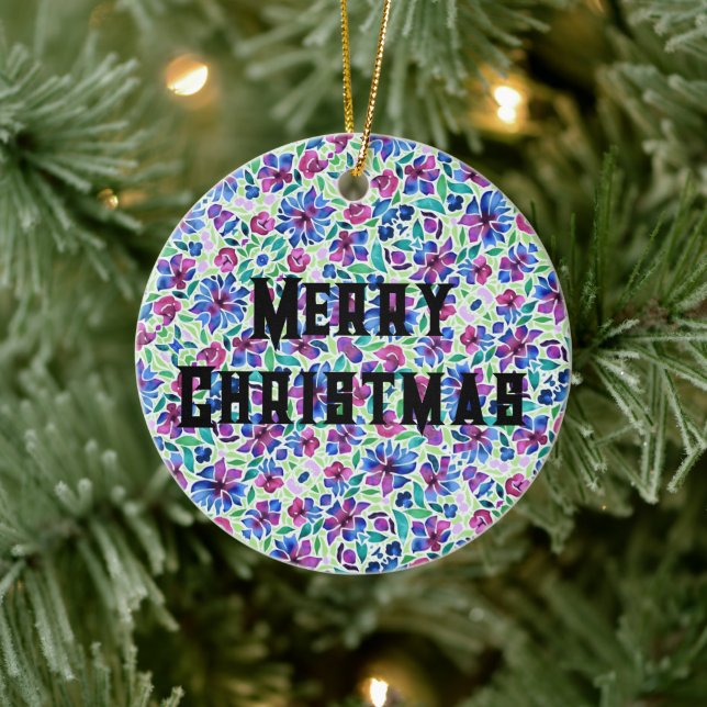 Abstraktes Blumenmuster - Keramik Ornament (Baum)