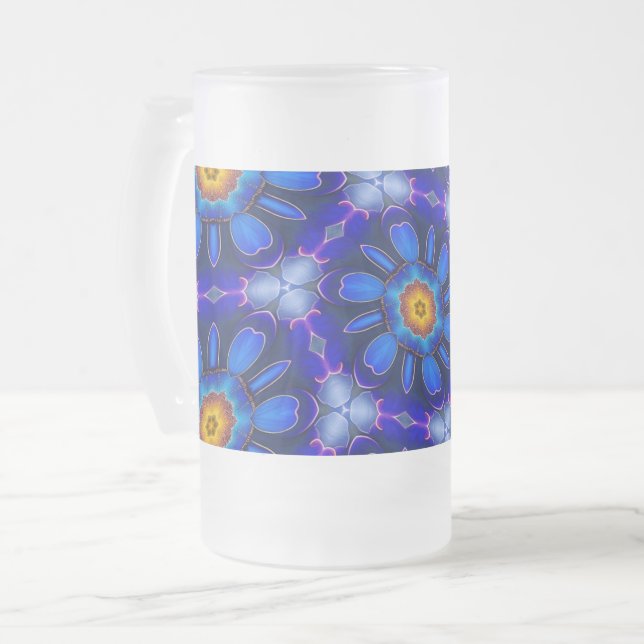 Abstraktes Blumenmuster Mattglas Bierglas (Vorderseite Links)