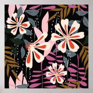 Abstraktes Blumenmuster nahtlos im Hintergrund Poster