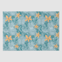 Abstraktes Blumenmuster Orange aquamarin Seidenpapier