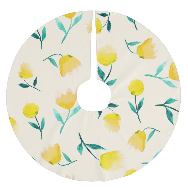 Abstraktes Blumenmuster Polyester Weihnachtsbaumdecke (Vorderseite)