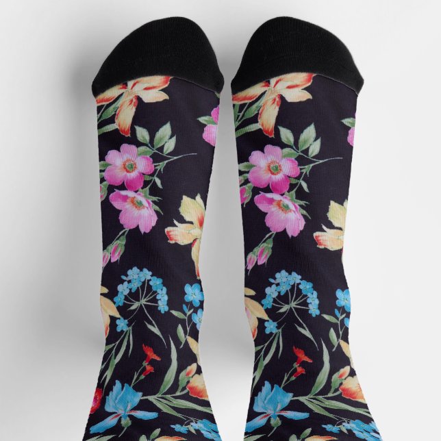 Abstraktes Blumenmuster Socken (Oben)