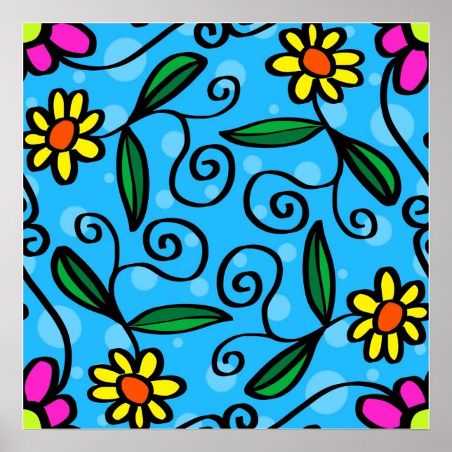 Abstraktes Blumenposter Poster (Vorne)