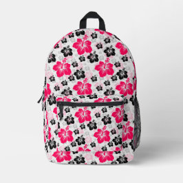 Abstraktes Blumenrot Schwarz-weiß Bedruckter Rucksack