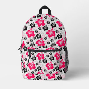 Abstraktes Blumenrot Schwarz-weiß Bedruckter Rucksack
