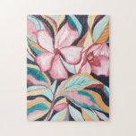 Abstraktes Blumenwasser Wasserfarben Kunst, Dichtu<br><div class="desc">Dieses künstlerische Puzzle besticht durch seine einzigartige handbemalte botanische Blume. ©2020 Eun Mi Kim</div>