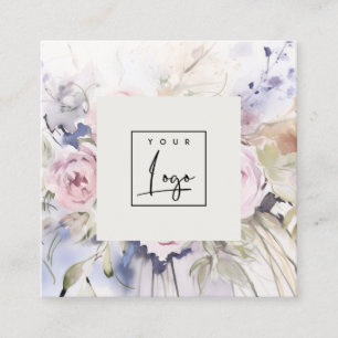 Abstraktes Blush Lilac Wasserfarbe Rose Blumenlogo Quadratische Visitenkarte