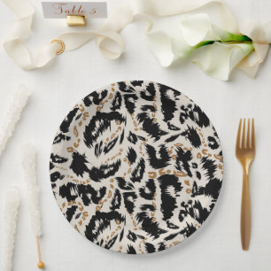 Abstraktes Bohemian-Afrika-Leopard-Muster Pappteller