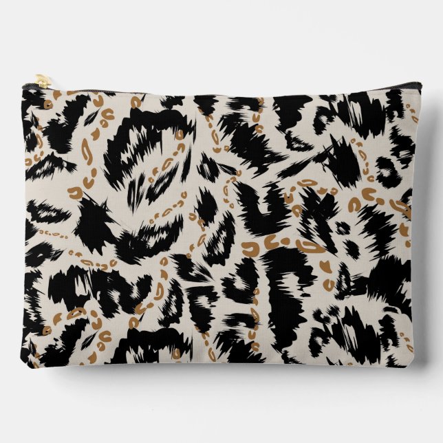 Abstraktes Bohemian-Afrika-Leopard-Muster  Zubehörtasche (Vorderseite)