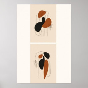 Abstraktes botanisches Duo-Wandkunst-Set Moderne Poster