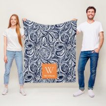 Abstraktes Botanisches Monogramm für kühle Navy-Ro