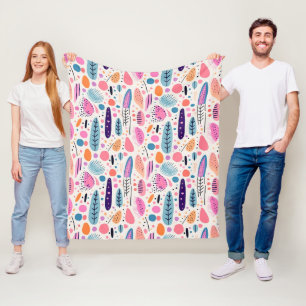 Abstraktes botanisches Muster Pastel BOHO Chic Fleecedecke