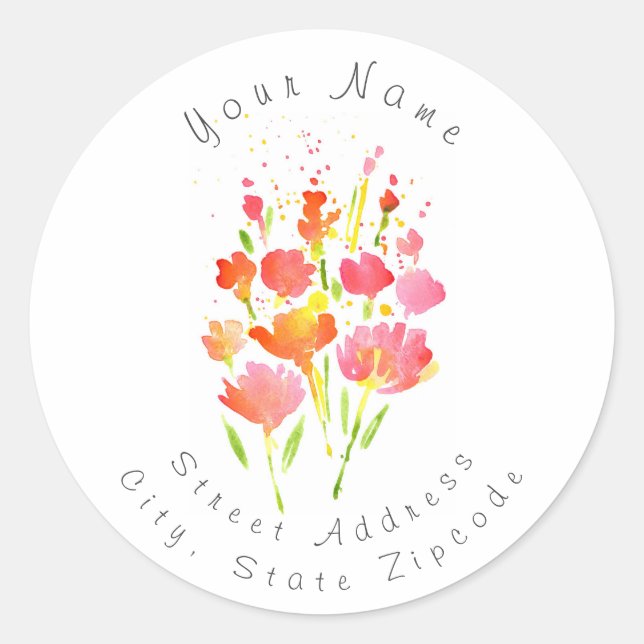 "Abstraktes Bouquet-Label für gemischte Blume Runder Aufkleber (Vorderseite)