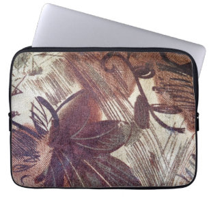 Abstraktes braunes Blumendesign 1 Laptopschutzhülle