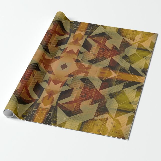 Abstraktes bräunliches geometrisches Muster Geschenkpapier (Ungerollt)
