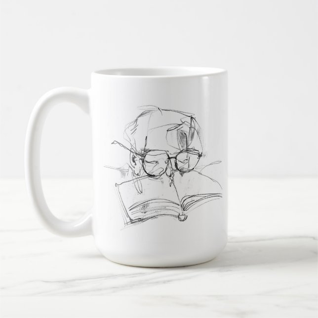 Abstraktes Buchüberlaufportrait Kaffeetasse (Links)