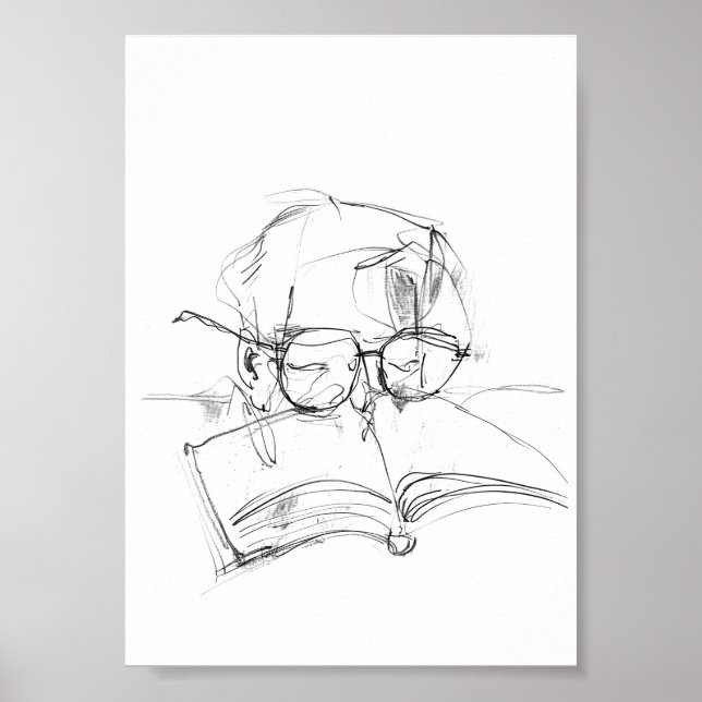 Abstraktes Buchüberlaufportrait Poster (Vorne)