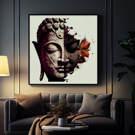 Abstraktes Buddha-Portrait | Digital Art Poster