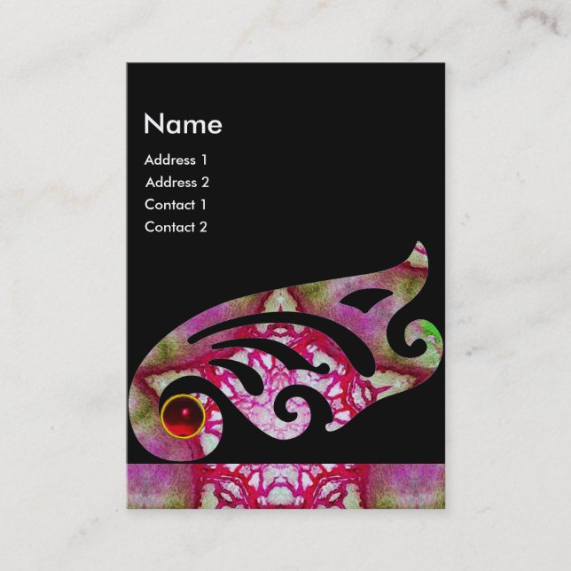 ABSTRAKTES BÜTTERFLY WEIL, LILA MONOGRAMM AUS ROTE VISITENKARTE (Vorderseite)