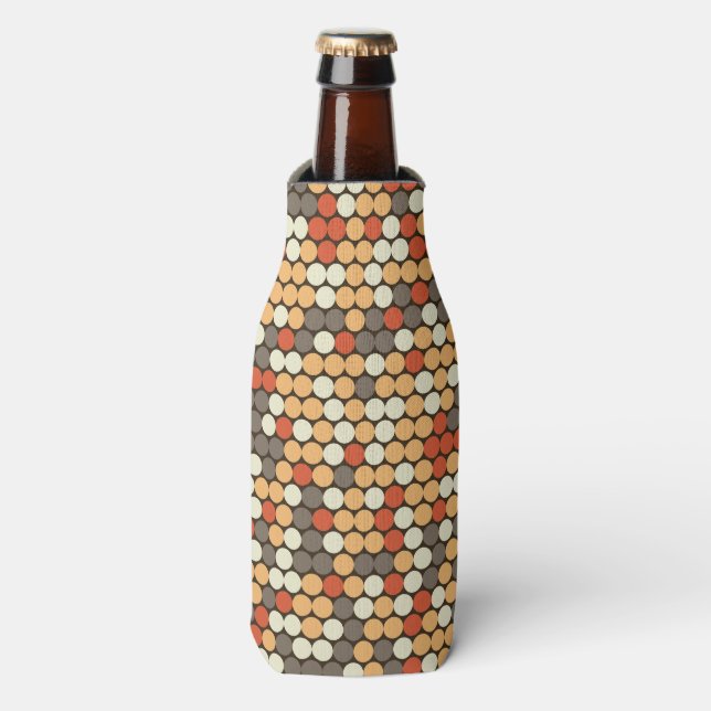 Abstraktes Camouflage-Design mit Retro-Punkten Flaschenkühler (Flaschenvorderseite)