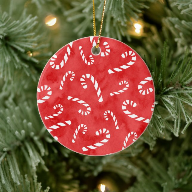 Abstraktes Candy Cane Muster Keramik Ornament (Baum)