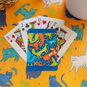 Abstraktes Cat Pattern Whimsisches Modernes Hausti Spielkarten