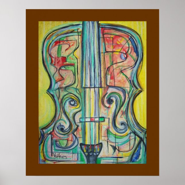 Abstraktes Cello Poster von ValAries (Vorne)
