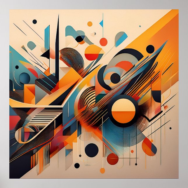 Abstraktes Chaos und Ordnung - Geometrische Kunst Poster (Vorne)