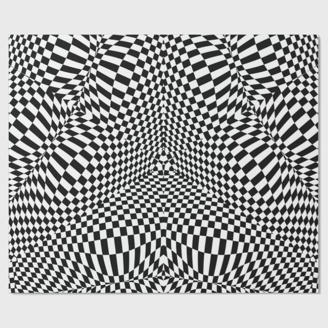 Abstraktes checkered Schwarzweiss-Muster Geschenkpapier (Flach)