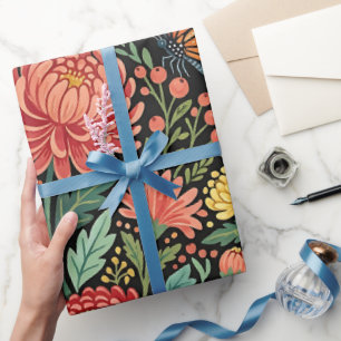 Abstraktes Chrysanthemen-Monarch-Geschenkpapier Geschenkpapier