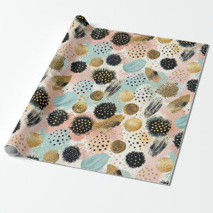Abstraktes Circle Pattern - mit Glitzer & Fußklamm Geschenkpapier