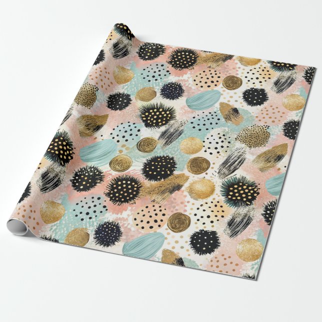 Abstraktes Circle Pattern - mit Glitzer & Fußklamm Geschenkpapier (Ungerollt)