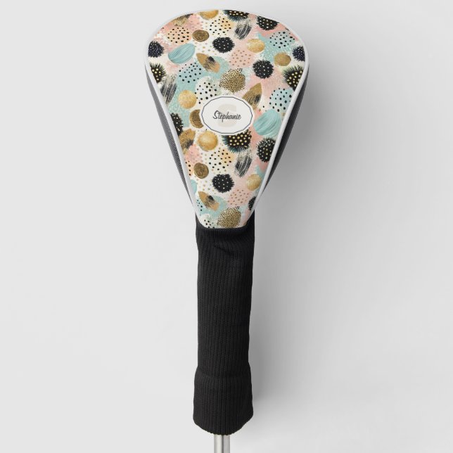 Abstraktes Circle Pattern - mit Glitzer & Fußklamm Golf Headcover (Vorderseite)