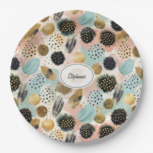 Abstraktes Circle Pattern - mit Glitzer & Fußklamm Pappteller