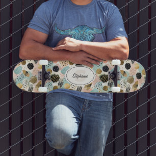 Abstraktes Circle Pattern - mit Glitzer & Fußklamm Skateboard