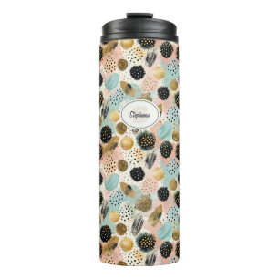 Abstraktes Circle Pattern - mit Glitzer & Fußklamm Thermosbecher