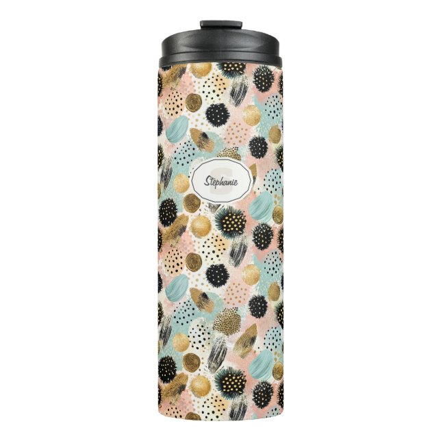 Abstraktes Circle Pattern - mit Glitzer & Fußklamm Thermosbecher (Vorderseite)