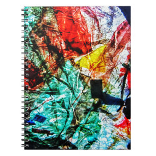 Abstraktes Collage-Spiralnotizbuch, Dunkelblau ber Notizblock