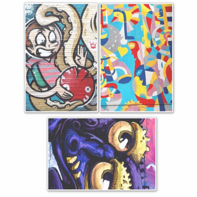 Abstraktes Collage von Graffiti Urban Street Aufkleber (Vorderseite)