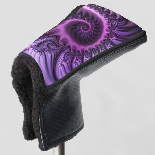 Abstraktes Cooles Rosa Lila Fraktal Golf Headcover (3/4 Vorderseite)